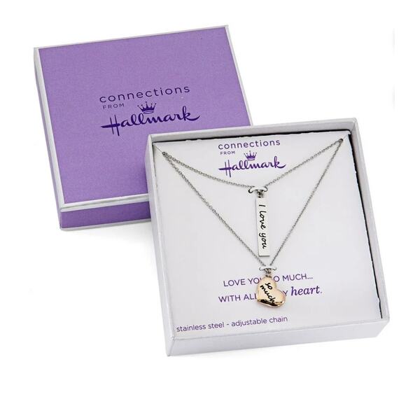 NWT - Connections from Hallmark Stainless Steel “ILY so much” Layered Necklace - Picture 1 of 8